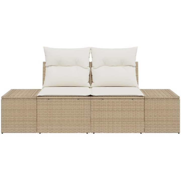 2-Sits Trädgårdsoffa med Kuddar Beige Poly Rattan vidaXL 184 x 62 x 85 cm – bild 4