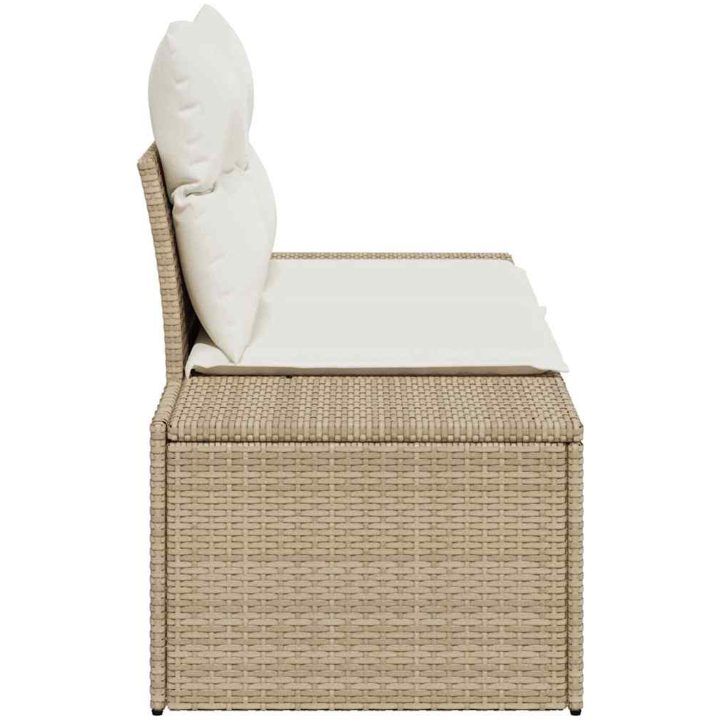 2-Sits Trädgårdsoffa med Kuddar Beige Poly Rattan vidaXL 184 x 62 x 85 cm – bild 5