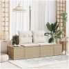 2-Sits Trädgårdsoffa med Kuddar Beige Poly Rattan vidaXL 184 x 62 x 85 cm – miniatyr 1