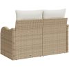 2-sits trädgårdsoffa med kuddar beige poly rotting vidaXL 121 x 62 x 69 cm – miniatyr 2