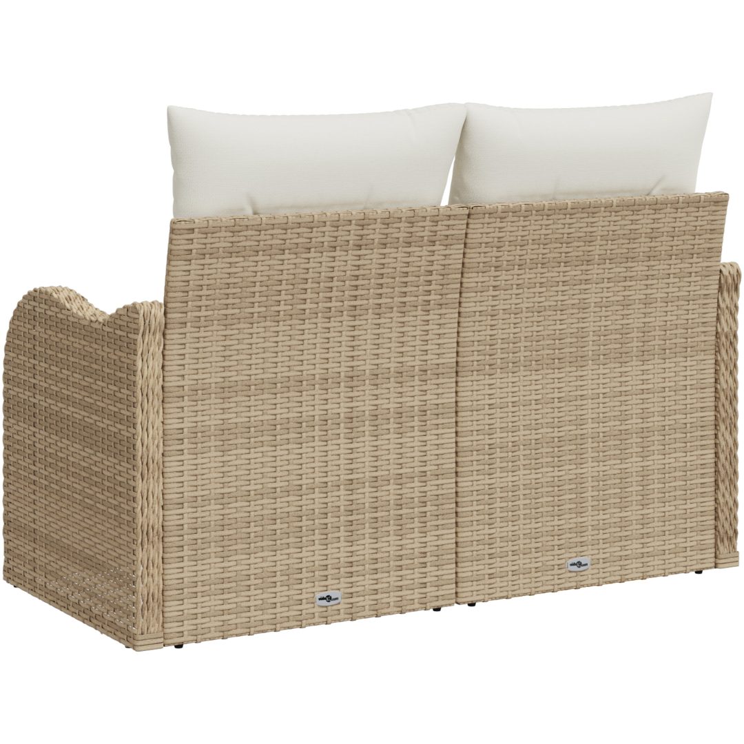 2-sits trädgårdsoffa med kuddar beige poly rotting vidaXL 121 x 62 x 69 cm – bild 2