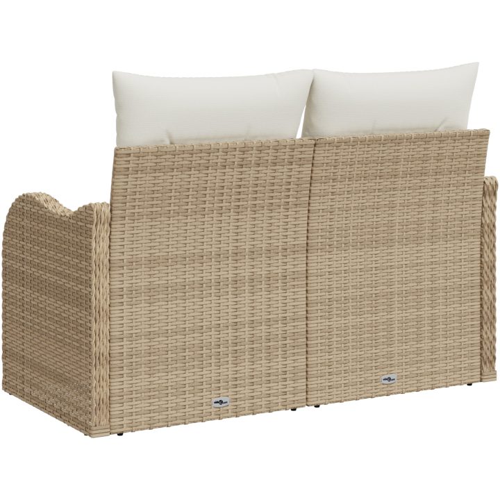 2-sits trädgårdsoffa med kuddar beige poly rotting vidaXL 121 x 62 x 69 cm – bild 2