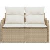 2-sits trädgårdsoffa med kuddar beige poly rotting vidaXL 121 x 62 x 69 cm – miniatyr 4