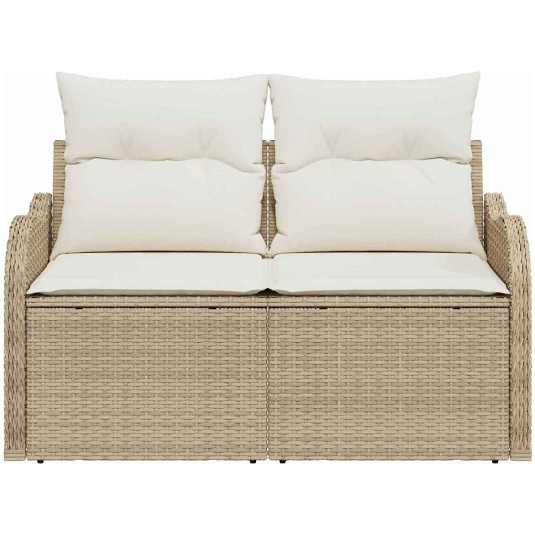 2-sits trädgårdsoffa med kuddar beige poly rotting vidaXL 121 x 62 x 69 cm – bild 4