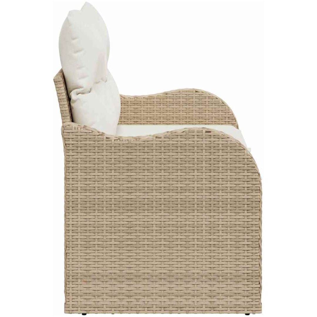 2-sits trädgårdsoffa med kuddar beige poly rotting vidaXL 121 x 62 x 69 cm – bild 5
