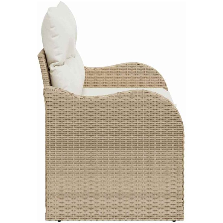 2-sits trädgårdsoffa med kuddar beige poly rotting vidaXL 121 x 62 x 69 cm – bild 5