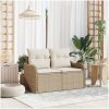 2-sits trädgårdsoffa med kuddar beige poly rotting vidaXL 121 x 62 x 69 cm – miniatyr 1