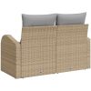 2-sits trädgårdsoffa med kuddar Beige Polyrotting vidaXL 124 x 62 x 69 cm – miniatyr 4