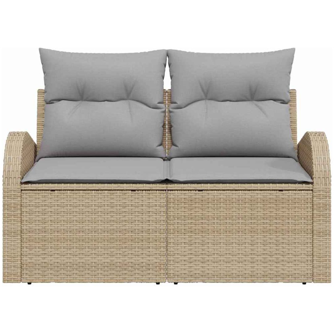 2-sits trädgårdsoffa med kuddar Beige Polyrotting vidaXL 124 x 62 x 69 cm – bild 5