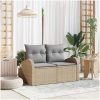 2-sits trädgårdsoffa med kuddar Beige Polyrotting vidaXL 124 x 62 x 69 cm – miniatyr 1
