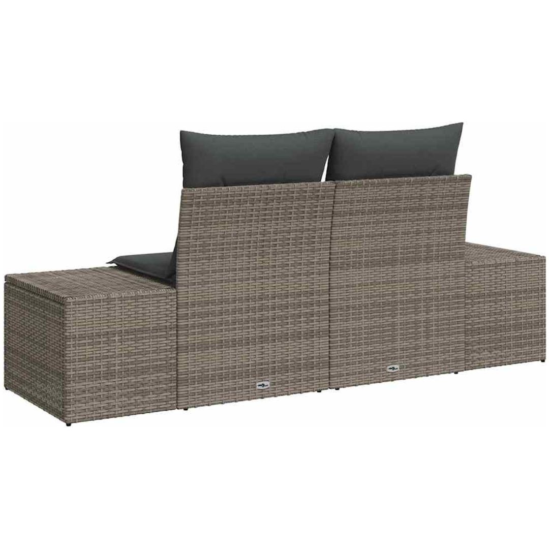 2-sits trädgårdsoffa med kuddar grå konstrotting vidaXL 184 x 62 x 85 cm – bild 3