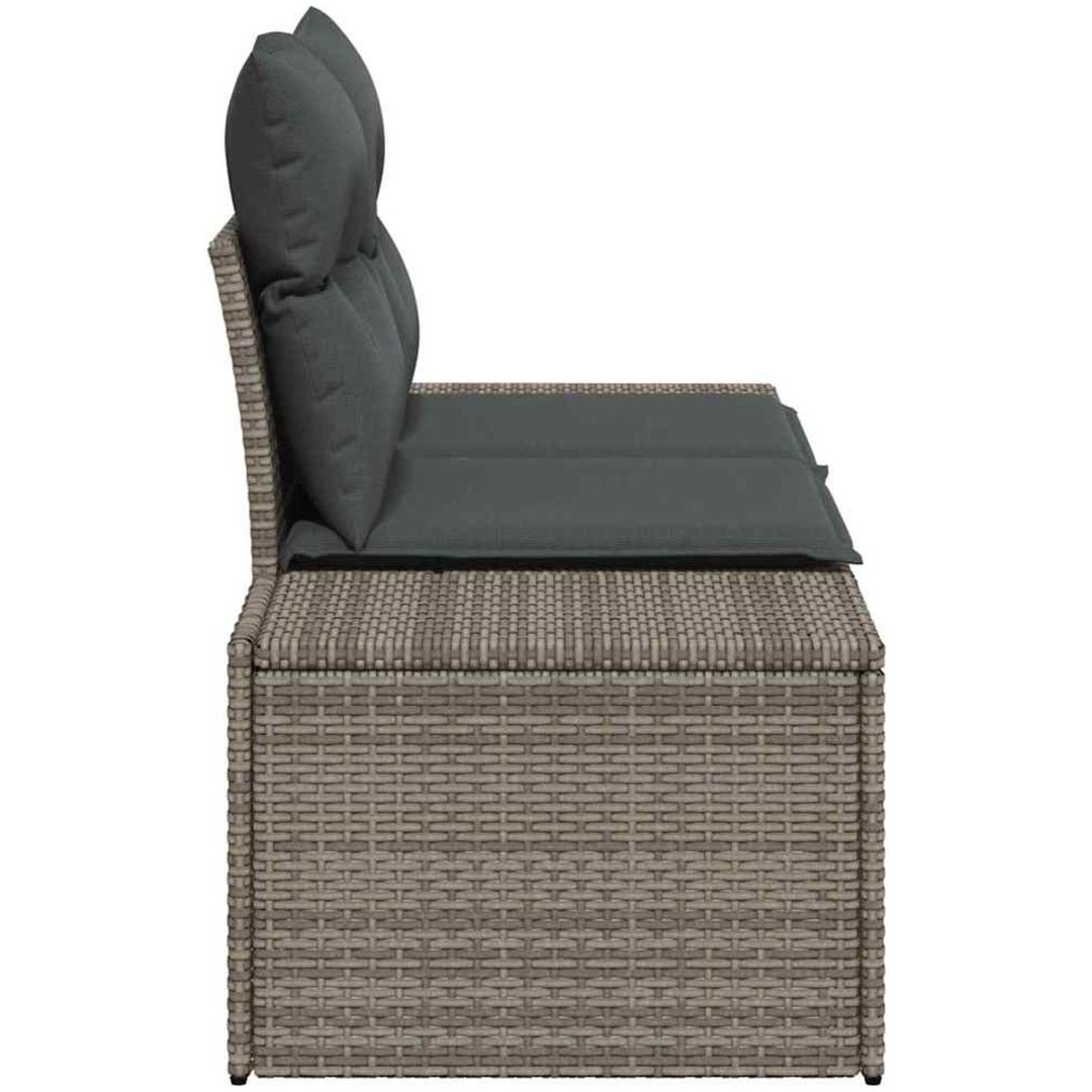 2-sits trädgårdsoffa med kuddar grå konstrotting vidaXL 184 x 62 x 85 cm – bild 4