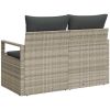 2-Sits Trädgårdsoffa med Kuddar Grå Poly Rattan vidaXL 120 x 62 x 69 cm – miniatyr 4
