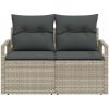 2-Sits Trädgårdsoffa med Kuddar Grå Poly Rattan vidaXL 120 x 62 x 69 cm – miniatyr 5