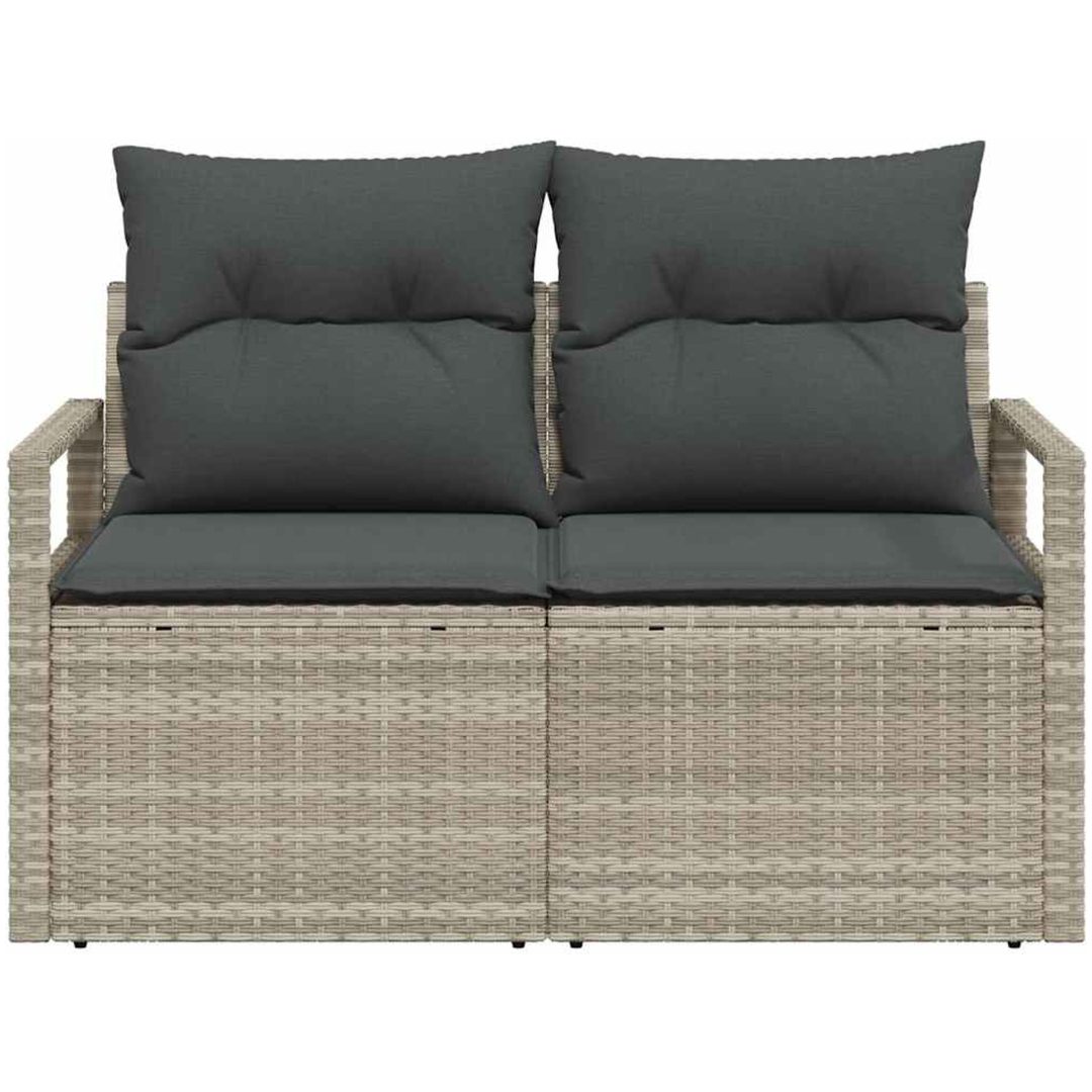 2-Sits Trädgårdsoffa med Kuddar Grå Poly Rattan vidaXL 120 x 62 x 69 cm – bild 5