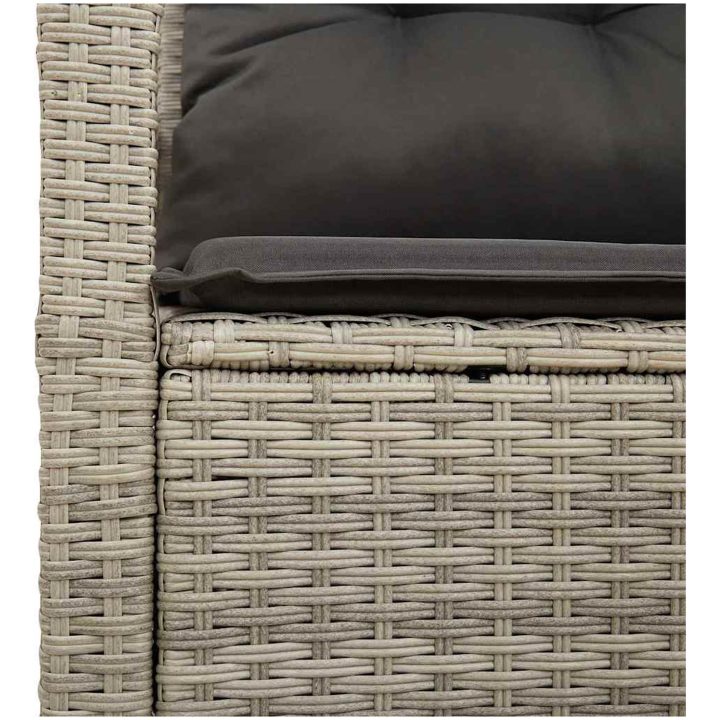 2-Sits Trädgårdsoffa med Kuddar Grå Poly Rattan vidaXL 120 x 62 x 69 cm – bild 7