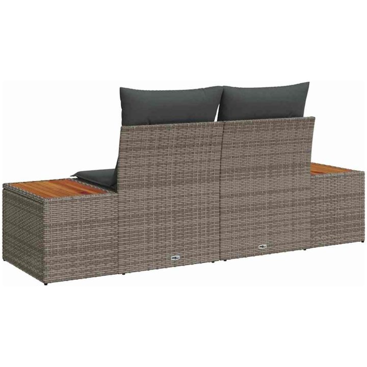 2-Sits Trädgårdsoffa med Kuddar Grå Poly Rottning vidaXL 184 x 62 x 85 cm – bild 4