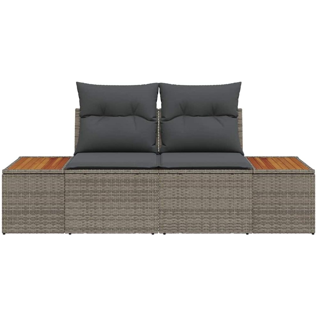 2-Sits Trädgårdsoffa med Kuddar Grå Poly Rottning vidaXL 184 x 62 x 85 cm – bild 5