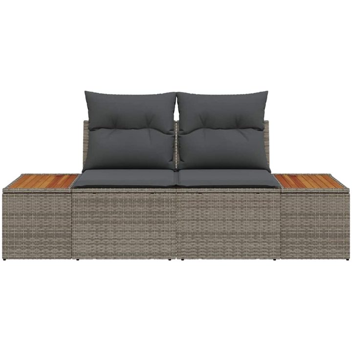 2-Sits Trädgårdsoffa med Kuddar Grå Poly Rottning vidaXL 184 x 62 x 85 cm – bild 5