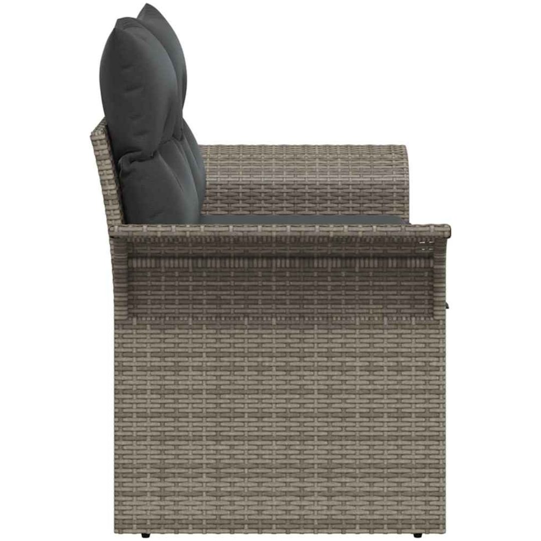 2-sits trädgårdsoffa med kuddar grå polyrotting vidaXL Large – bild 6