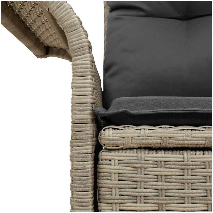 2-Sits Trädgårdsoffa med Kuddar Ljusgrå Poly Rattan vidaXL 141 x 61,5 x 69 cm – bild 7
