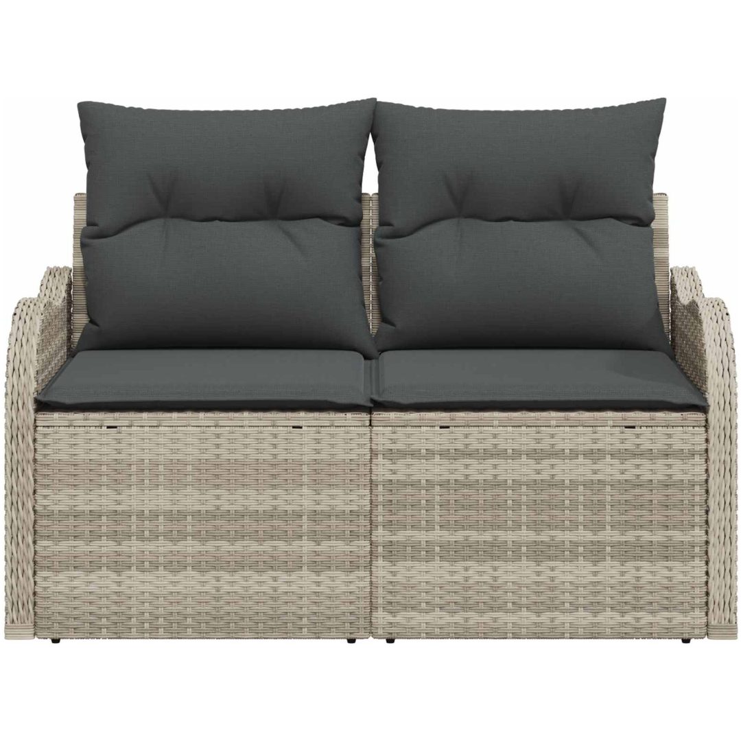 2-sits trädgårdsoffa med kuddar ljusgrå polyrotting vidaXL 121 x 62 x 69 cm – bild 4