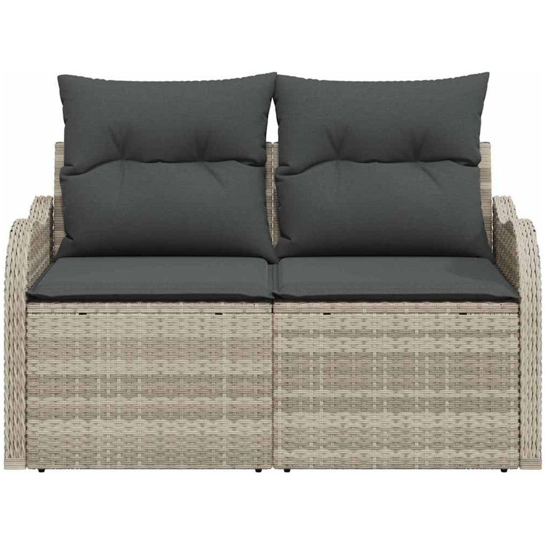 2-sits trädgårdsoffa med kuddar ljusgrå polyrotting vidaXL 121 x 62 x 69 cm – bild 5