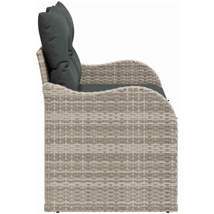 2-sits trädgårdsoffa med kuddar ljusgrå polyrotting vidaXL 121 x 62 x 69 cm – bild 7