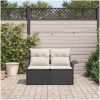 2-sits trädgårdsoffa med kuddar svart konstrotting vidaXL 141 x 61,5 x 69 cm – miniatyr 3