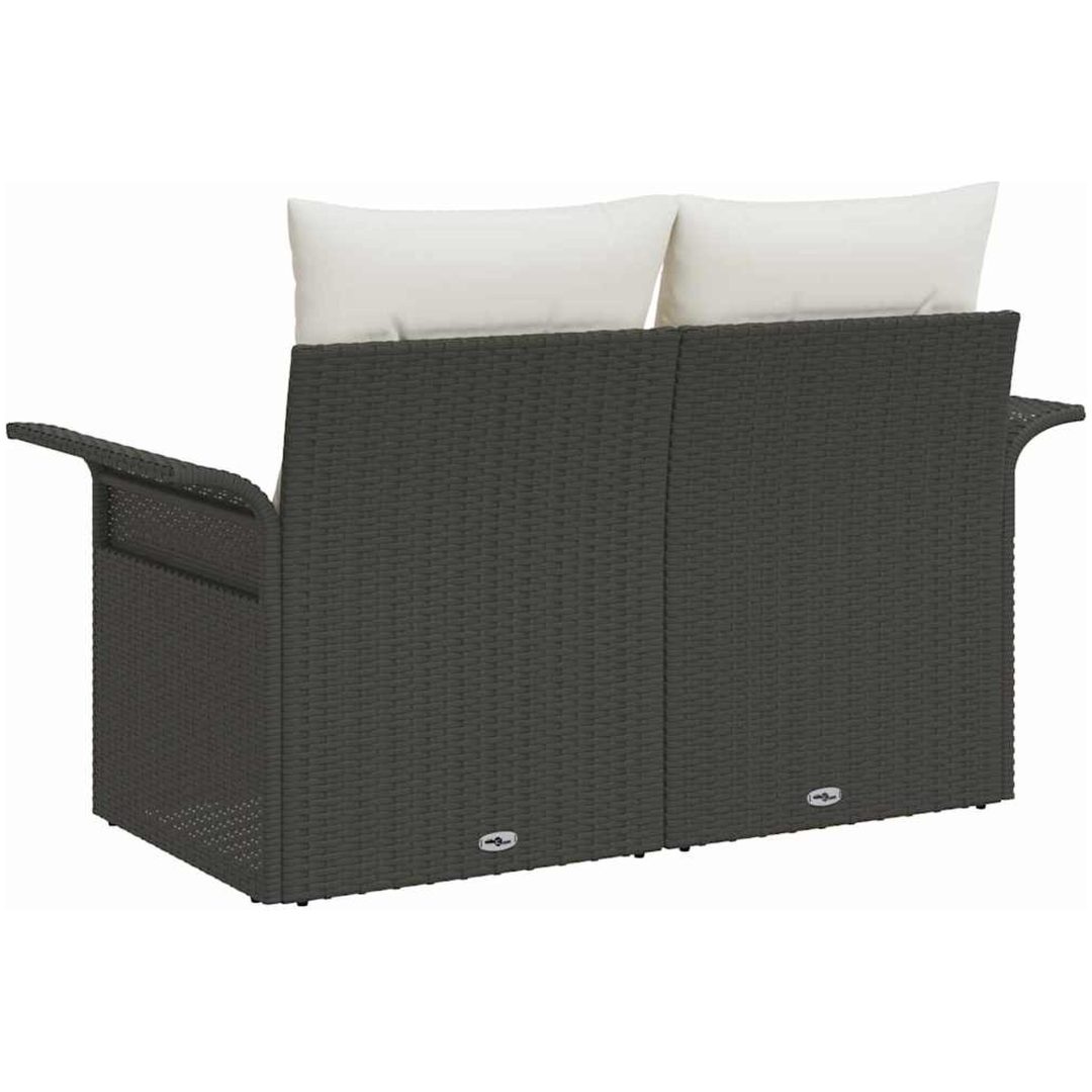 2-sits trädgårdsoffa med kuddar svart konstrotting vidaXL 141 x 61,5 x 69 cm – bild 4