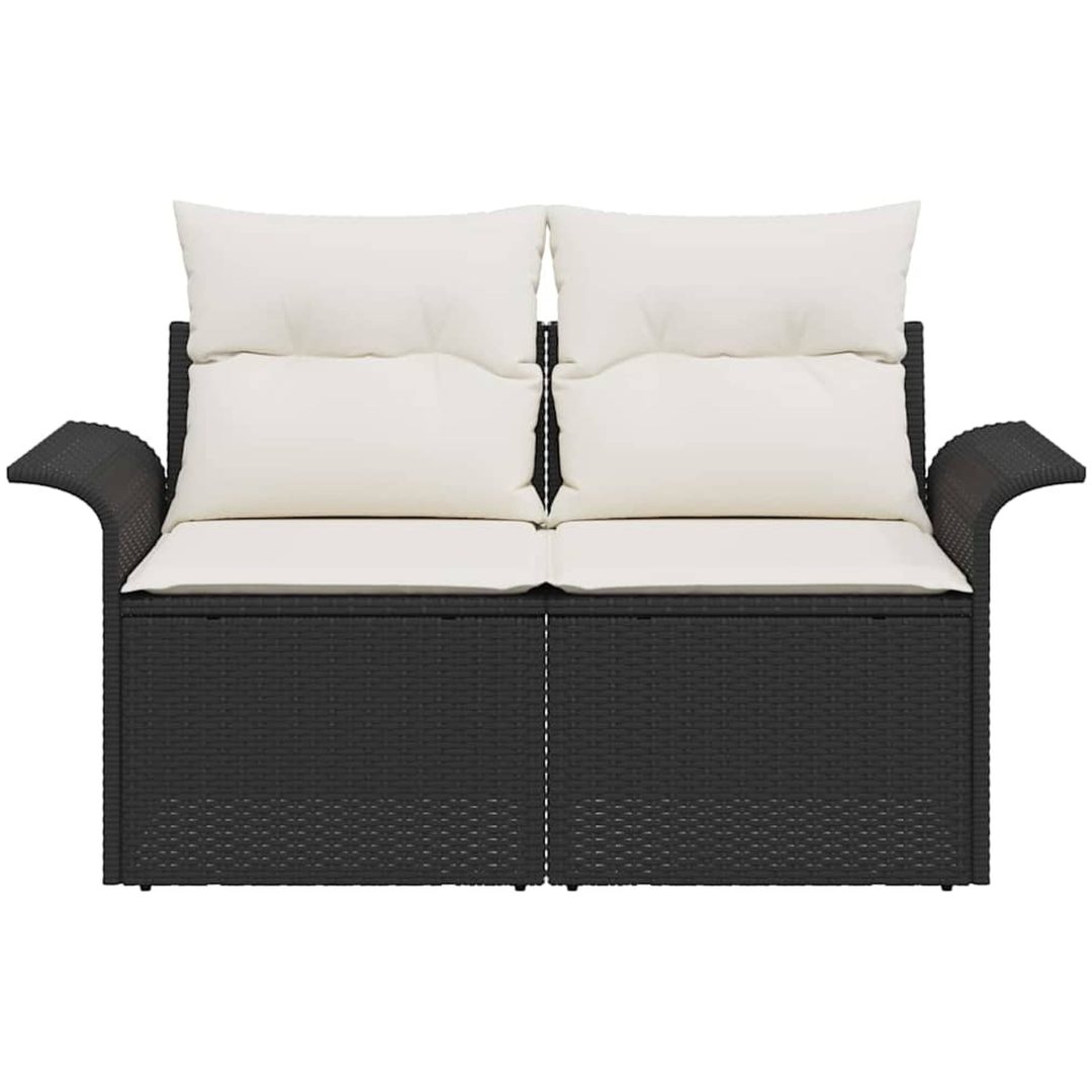 2-sits trädgårdsoffa med kuddar svart konstrotting vidaXL 141 x 61,5 x 69 cm – bild 5
