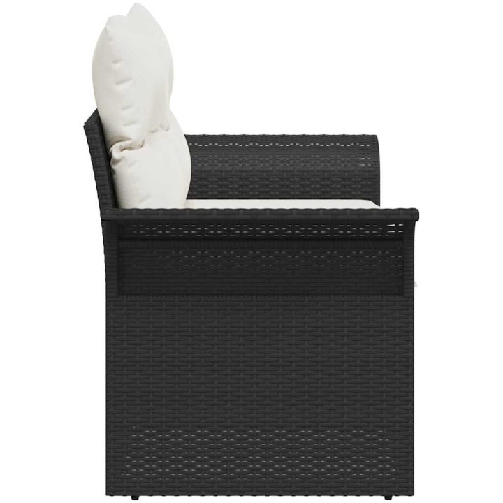 2-sits trädgårdsoffa med kuddar svart konstrotting vidaXL 141 x 61,5 x 69 cm – bild 6