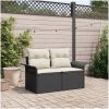 2-sits trädgårdsoffa med kuddar svart konstrotting vidaXL 141 x 61,5 x 69 cm – miniatyr 1