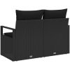 2-Sits Trädgårdsoffa med Kuddar Svart Poly Rattan vidaXL 120 x 62 x 69 cm – miniatyr 4