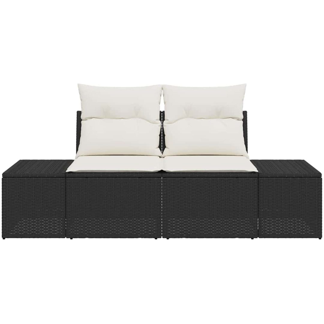 2-sits trädgårdsoffa med kuddar Svart Poly Rottning vidaXL 184 x 62 x 85 cm – bild 5