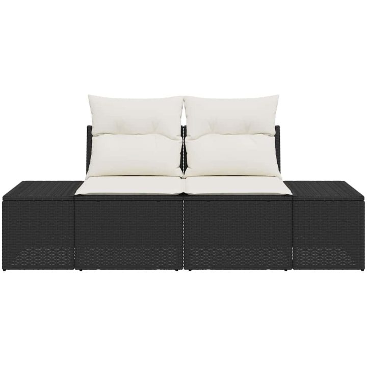 2-sits trädgårdsoffa med kuddar Svart Poly Rottning vidaXL 184 x 62 x 85 cm – bild 5