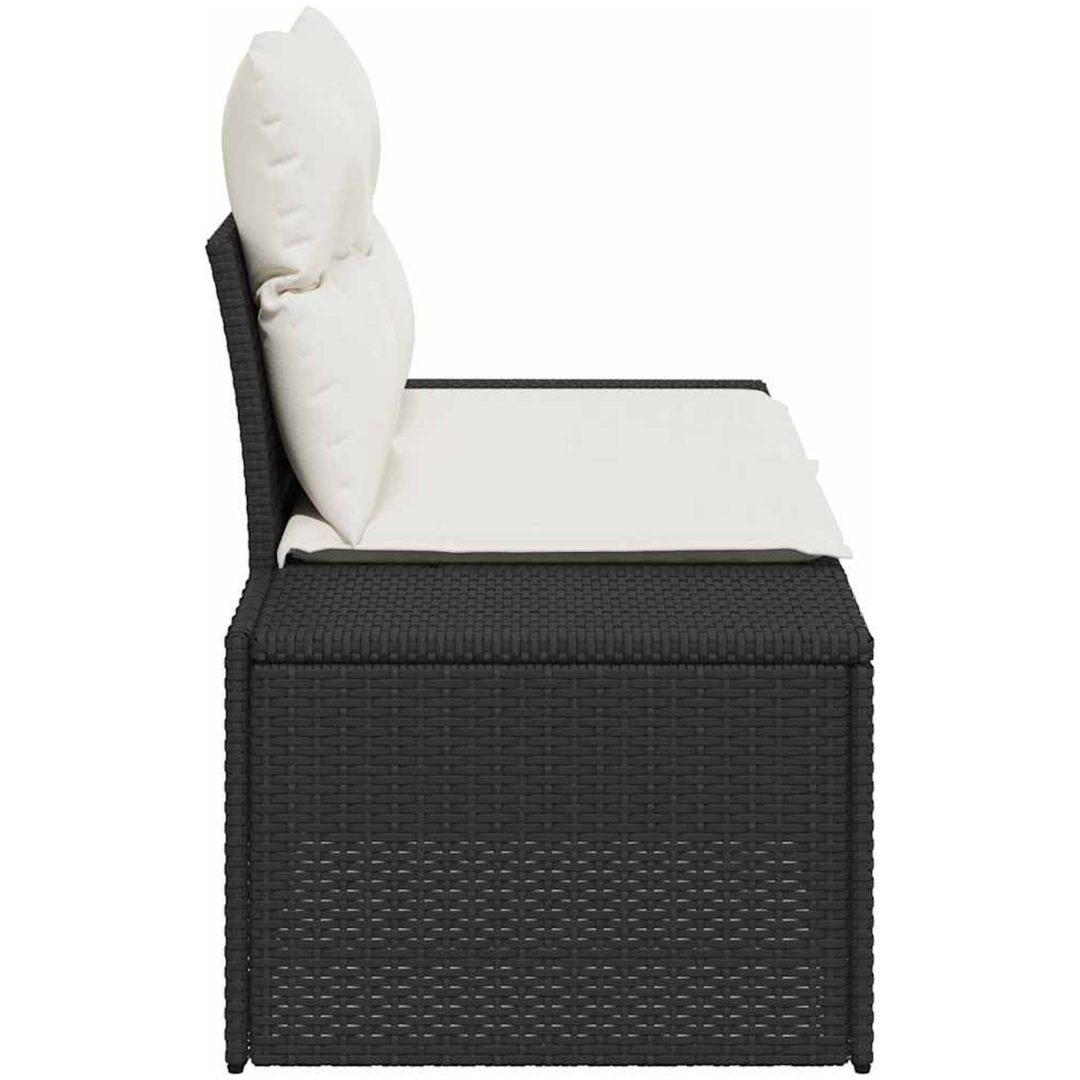 2-sits trädgårdsoffa med kuddar Svart Poly Rottning vidaXL 184 x 62 x 85 cm – bild 6