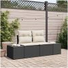 2-sits trädgårdsoffa med kuddar Svart Poly Rottning vidaXL 184 x 62 x 85 cm – miniatyr 1