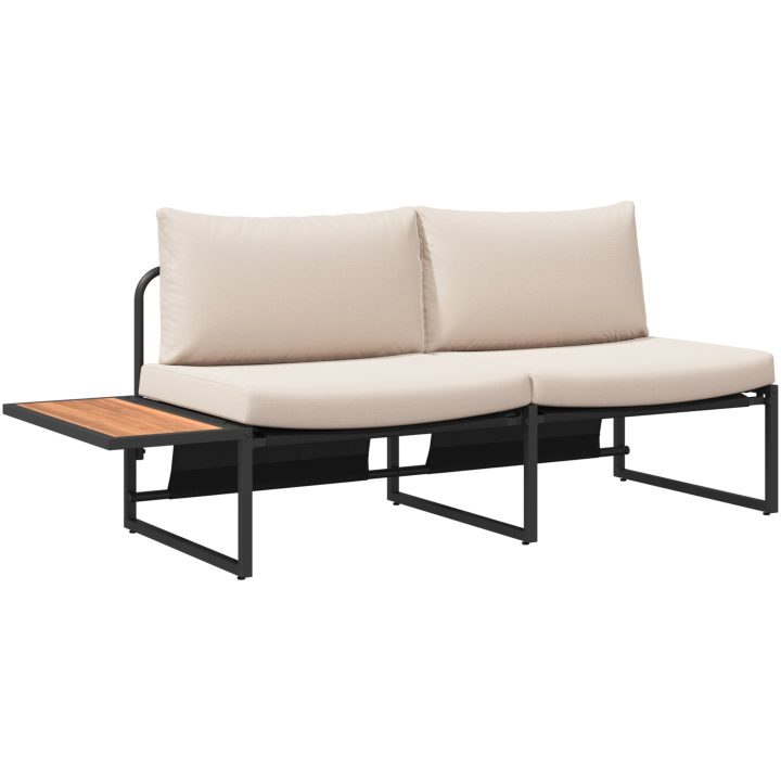2-sits trädgårdsoffa med taupe-kuddar vidaXL 200,5 x 70 x 85,5 cm – bild 2