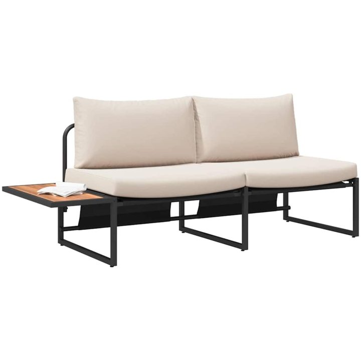 2-sits trädgårdsoffa med taupe-kuddar vidaXL 200,5 x 70 x 85,5 cm – bild 3