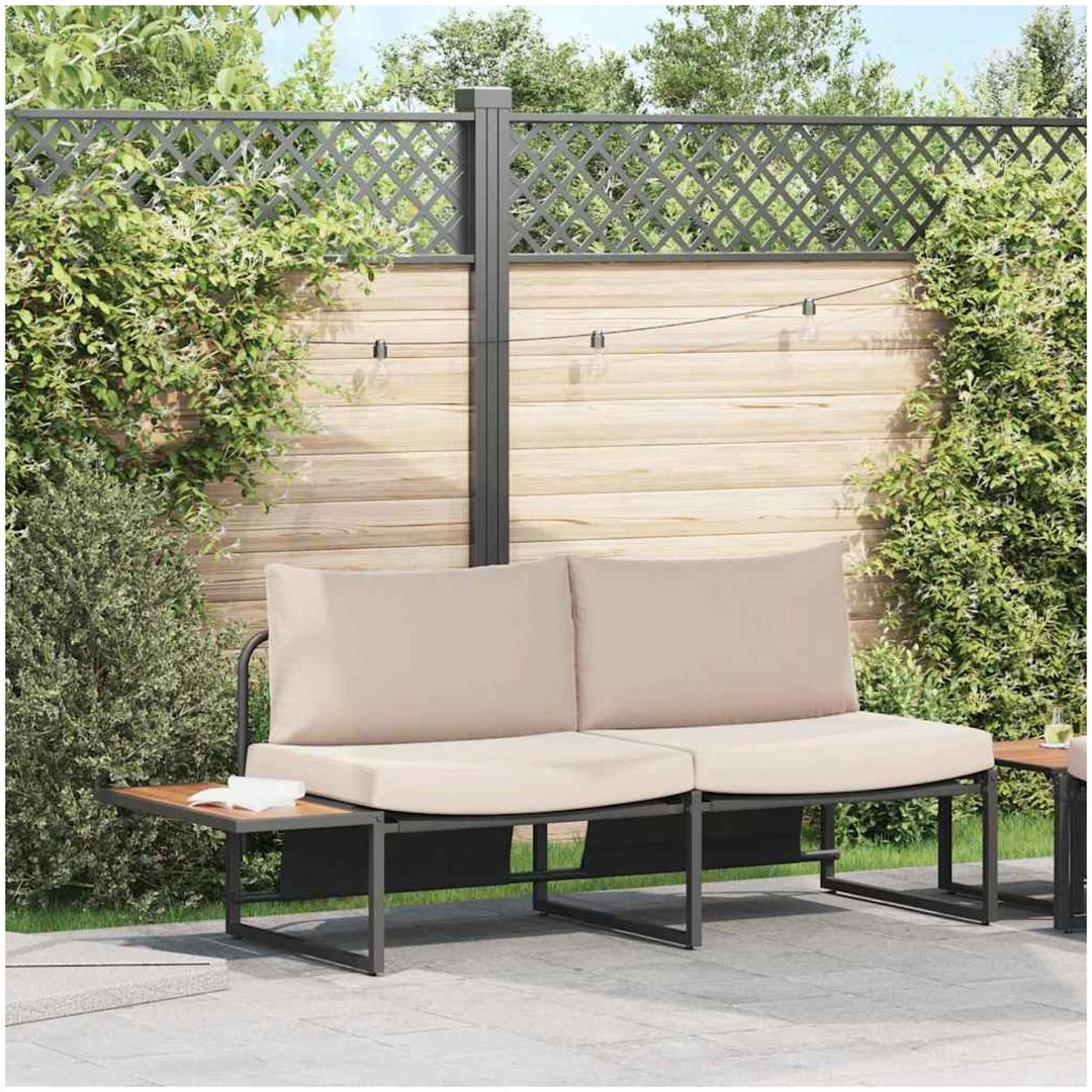 2-sits trädgårdsoffa med taupe-kuddar vidaXL 200,5 x 70 x 85,5 cm