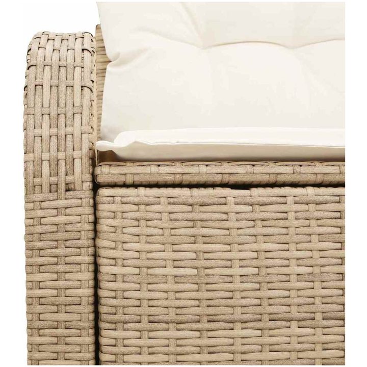 2-sits trädgårdssoffa med förvaring & kuddar beige poly rattan vidaXL 124 x 62 x 69 cm – bild 5