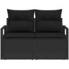 2-Sits Trädgårdssoffa med Förvaring & Kuddar Svart Poly Rattan vidaXL 120 x 62 x 69 cm – miniatyr 5