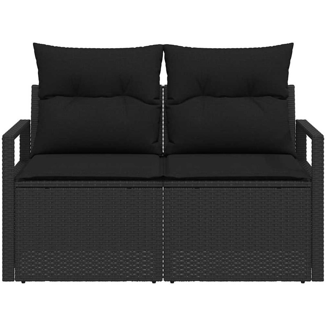 2-Sits Trädgårdssoffa med Förvaring & Kuddar Svart Poly Rattan vidaXL 120 x 62 x 69 cm – bild 5