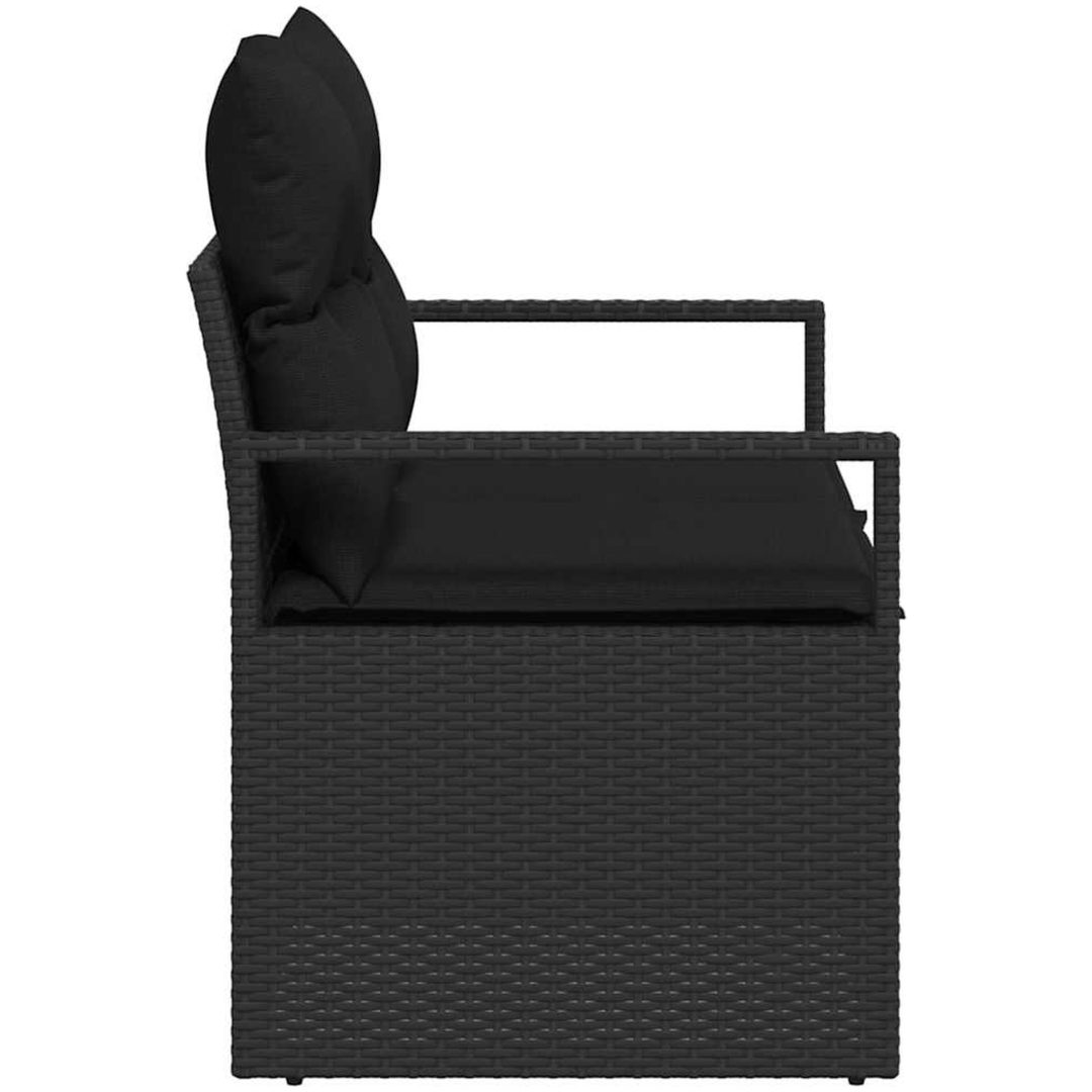 2-Sits Trädgårdssoffa med Förvaring & Kuddar Svart Poly Rattan vidaXL 120 x 62 x 69 cm – bild 6