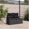 2-Sits Trädgårdssoffa med Förvaring & Kuddar Svart Poly Rattan vidaXL 120 x 62 x 69 cm – miniatyr 1
