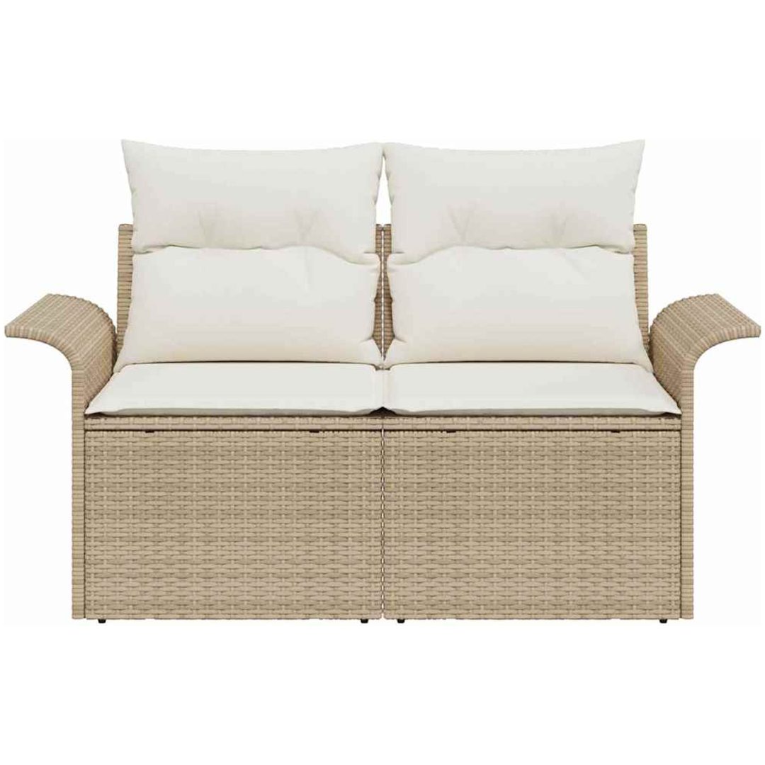 2-sits trädgårdssoffa med förvaring och kuddar Beige Poly Rottning vidaXL 141 x 61,5 x 69 cm – bild 5
