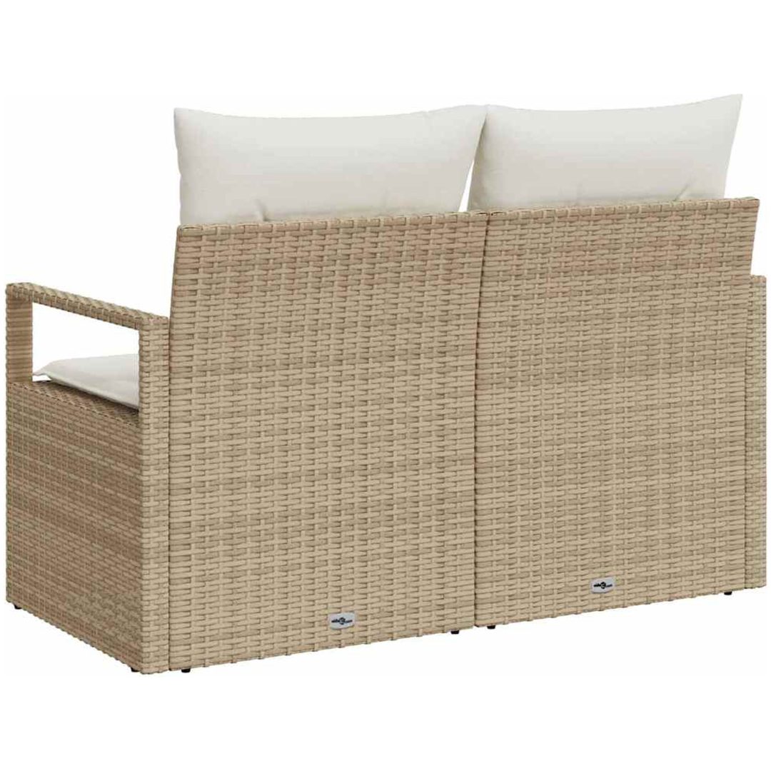 2-sits trädgårdssoffa med förvaring och kuddar beige polyrotting vidaXL 120 x 62 x 69 cm – bild 4