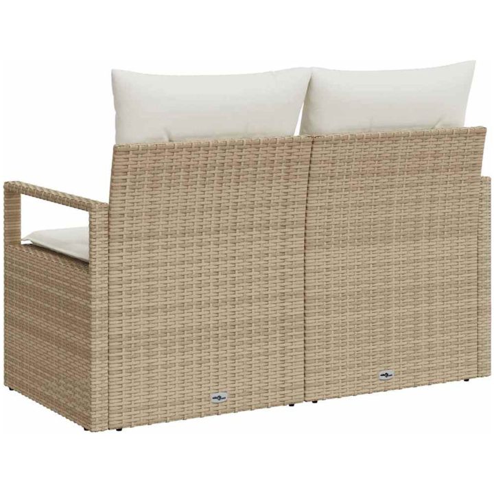 2-sits trädgårdssoffa med förvaring och kuddar beige polyrotting vidaXL 120 x 62 x 69 cm – bild 4