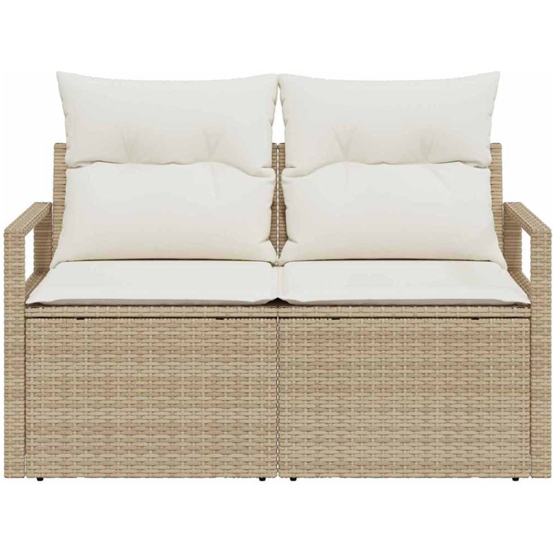 2-sits trädgårdssoffa med förvaring och kuddar beige polyrotting vidaXL 120 x 62 x 69 cm – bild 5